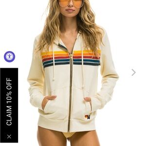 Rainbow and Crème Aviator Nation Zip Up